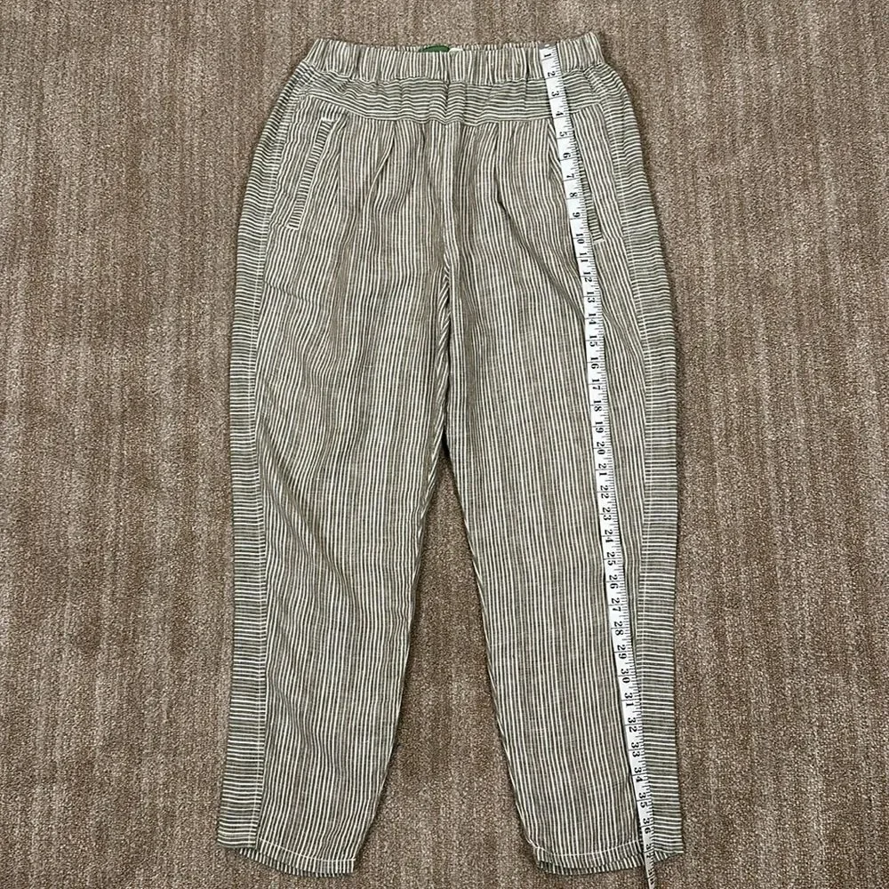 Anthropologie Summer Linen Striped Loose Comfort Elastic Waist Pants Women Small